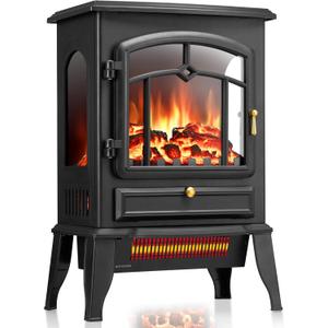 ZAFRO Electric Fireplace Stove, 5100 BTU Quick Heating Electric Fireplace Heater with Adjustable Flame Brightness, 1000W/1500W Thermostat, for Living Room, Bedroom, 22 Inch Standard