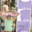 Oakgarden 3 Pack Girls' Shirts Teen Summer Ribbed Top Short Sleeve Vacation T-Shirt Cute Basic Tees for Kids Ages 5-14