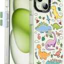 for iPhone 14 Case, [Dinosaur Land] Cool Aesthetic Pattern for Women, [11FT Military-Grade Drop Tested] Slim Crystal Clear Shockproof TPU Bumper Phone Cover, 6.1"