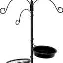 Clever Garden 3-Hook Outdoor Bird Feeding Station, Metal Multi Feeder Kit Stand for Attracting Wild Birds and Hanging Planters