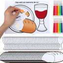 Kosiz 36 Set Last Supper Crafts Bulk DIY Holy Communion Craft Color Your Own Christian Easter Last Supper with Colored Pen for Easter First Communion Religious Sunday Church Holy Week Party Activities