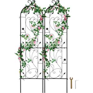 VEVOR Garden Trellis for Climbing Plants, 60 x 15 in, 2 Packs Rustproof Metal Garden Flower Trellis, Outdoor Climbing Rose Trellis Cucumbers Support, Decorative Clematis Trellis for Courtyards Lawns