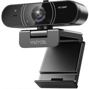 1080p Webcam for pc with Microphone, Auto Focus, with Privacy Cover | Plug & Play USB Computer Camera for Desktop Streaming Gaming Online Meeting With a tripod 360 ° Rotatable