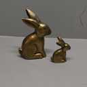 DN DECONATION Golden Bunny Figurines, Wooden Bunny Decor, Small Easter Rabbit Statue Set of 2, Vintage Easter Decorations, Bunny Decorations for Home, Spring Decor, Gift