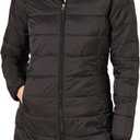 Womens Lightweight Water-Resistant Packable Hooded Puffer Coat, Medium, Black