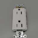 Leviton 15 Amp, 125 Volt, Decora Plus Duplex Receptacle, Straight Blade, Tamper Resistant, Commercial Grade, Self Grounding, TDR15-W, White