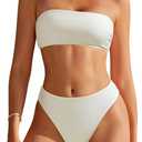 SUUKSESS Women Sexy High Waisted Bikini Set Cheeky 2 Piece Bandeau Bathing Suit (M)