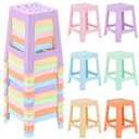 Leinuosen 6 Pcs Plastic Stool for Classroom 17.32 Inch Stackable School Stools Modern Portable Nesting Chair School Home Office (Pastel)