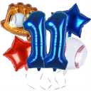 Baseball Balloons 11th Birthday Decorations,32 Inch Blue Foil Num 11 Balloon, Baseball Bat Glove Balloon, Red Blue Star Confetti Balloon for Boys 11th Birthday Party Supplies