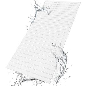 BEMISO Shower Mat Non Slip Bathtub Mat with Suction Cups and Drain Holes 37.4 x15.7 Inch Bath Mat for Tub & Shower.Easy Dry,Easy to Cut,Eco-Friendly (White)