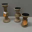 Deco 79 Mango Wood Decorative Candle Holder Turned Style Pillar Candle Stand, Set of 3 Candlestick Holder 6", 8", 10"H, Cream