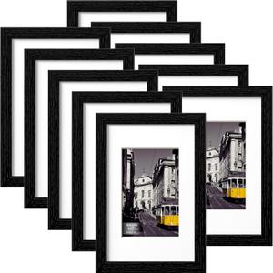 eletecpro 6x9 Picture Frames Set of 10, Picture Frame Collage Wall Decor Display 4x6 Photo with Mat or 6x9 without Mat, Home Decor Gallery Wall Frame for Wall Mounting, Black