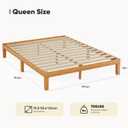 DUMOS Solid Wood Platform Queen Bed Frame, 12inch Wooden Mattress Foundation with Sturdy Wood Slat Support, No Box Spring Needed, Under Bed Storage, Natural Pine