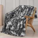 Tuddrom Decorative Extra Soft Fuzzy Faux Fur Throw Blanket 50" x 60",Solid Reversible Long Hair Shaggy Blanket,Fluffy Cozy Plush Comfy Microfiber Fleece Blanket for Couch Sofa Bedroom,Tie Dye Grey