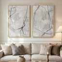 Large Framed Neutral Line Abstract Wall Art Set of 2 for Living Room, Minimalist Modern Black Canvas Artwork for Walls, Contemporary Abstract Painting Print Wall Decor for Bedroom Office, 24x36 Inch (Beige)