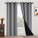 84 Inch Length 100% Blackout Curtains for Bedroom, 2 Thick Layers Thermal Insulated Grommet Total Blackout Drapes with Black Liner for Living Room (42Wx84L,Grey, 2 Panels)