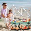 HUUMONSS 11.8" Tropical Beach Cube Storage Organizer Set Palm Trees Cube Storage Bin for Adult to Organize Clothes for Bathroom, Bedroom, 3Pcs