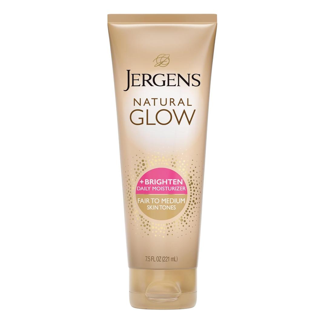 Jergens Natural Glow Self Tanner Body Lotion, Sunless Tanning, Fair to Medium Skin Tone, Daily Moisturizer with Coconut Oil, Vitamin E and Antioxidants, 7.5 Oz