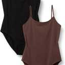 Amazon Essentials Women's Slim-Fit Cami Bodysuit, Pack of 2 (XX-Large, Black/Brown)