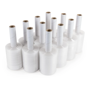 Stretch Wrap Mini Roll of 80 Gauge with Extended Cardboard Handle (Pack of 12 Rolls)