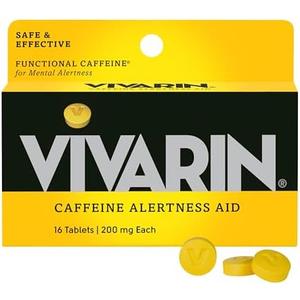 Vivarin, Caffeine Pills, 200mg Caffeine per Dose, Safely and Effectively Helps You Stay Awake, No Sugar, Calories or Hidden Ingredients, Energy Supplement, 16 Tablets 2 Pack