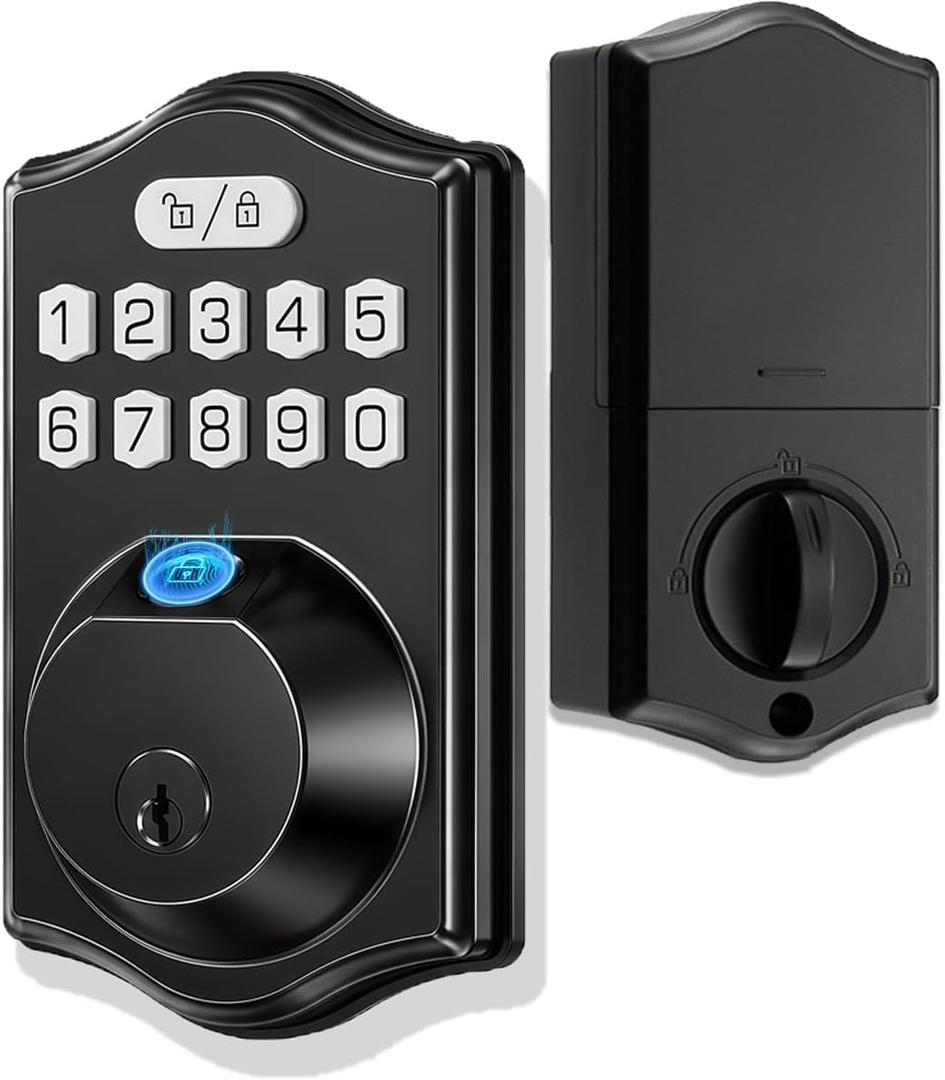 Deadbolts Lock for Front DoorFingerprint Door Lock 0.3s Fast Unlock 100 Fingerprints 100 Codes Keyless Entry Smart Electronic Keypad Digital Auto Lock 1-99s