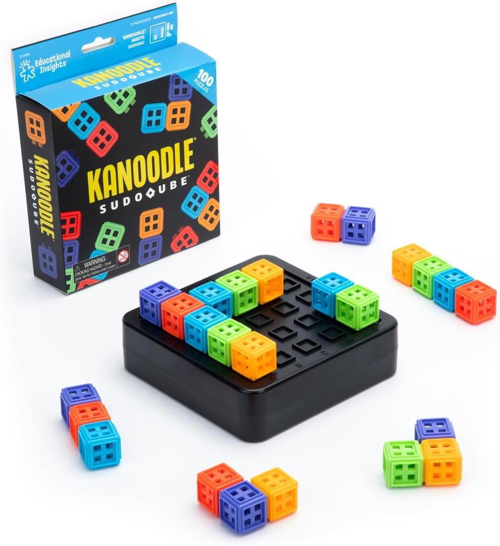 Educational Insights Kanoodle SudoQube - 3D Brain Teaser Puzzle, Pocket Sudoku Game, Color Puzzles & Handheld Board Games for Travel, Gifts for Sudoku Lovers Including Kids, Teens & Adults Ages 7+