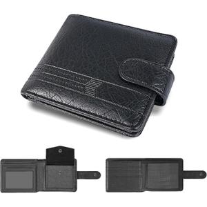 Wallet for men Slim RFID Leather 2 ID Window, mens wallets leather, billeteras de hombres, Anti-Theft Band (A-Black)