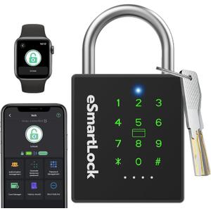 Combination Lock Outdoor eLinkSmart Password Padlock with Key NFC RFID Weatherproof Heavy Duty Padlock for Locker Shed Gate Fence Truck Support Temporary Code Unlock Record