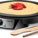 Chefman Electric Crepe Maker & Griddle, Precise Temperature Control Skillet for Perfect Brunch Blintzes, Pancakes, Eggs, Bacon, & Tortillas, 12" Nonstick Grill Pan, Includes Batter Spreader & Spatula