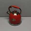 Tea Kettle, Stovetop Whistling Teapot, Stainless Steel, Red, 3.0-Quart