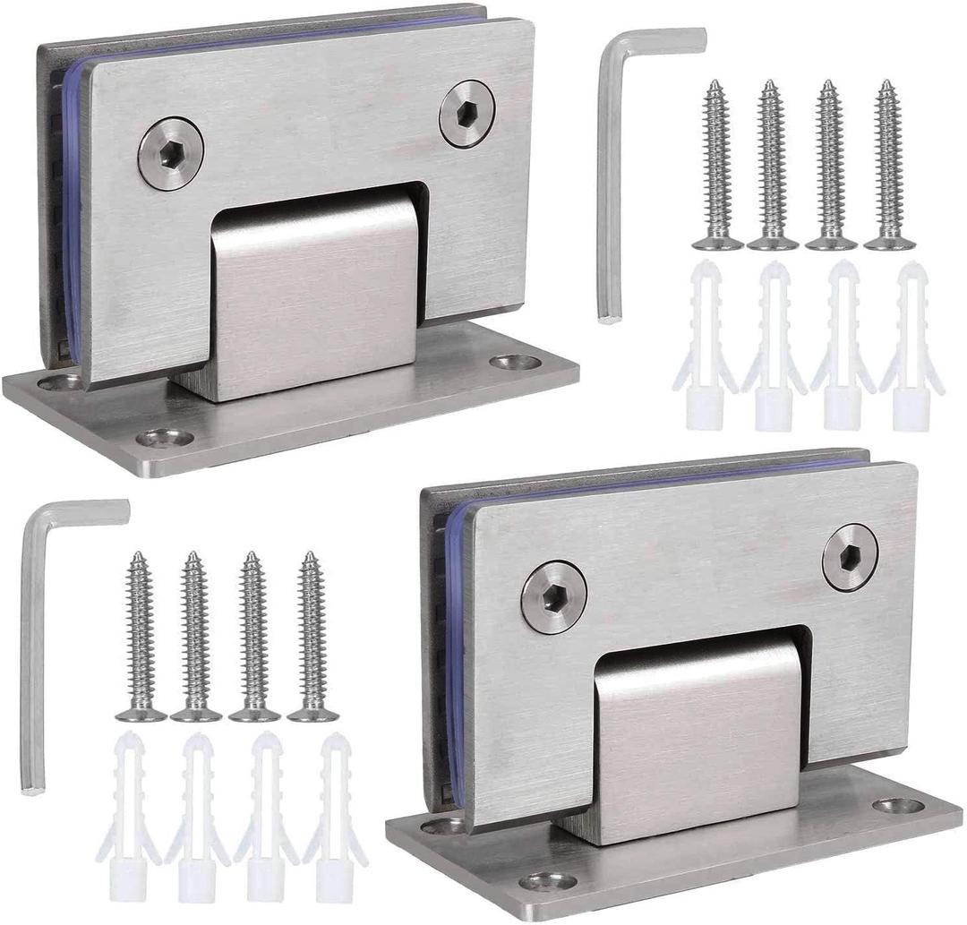 2PACK 90 Degree Shower Door Hinges, Heavy Duty Frameless Glass Door Hinges Stainless Steel Bathroom Gate Clamp for 8-12 mm Toughened Glass, Rust & Corrosion Resistance