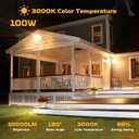 Viugreum 100W LED Flood Light Outdoor, 3000K Warm White 8000LM Super Bright Outdoor Security Light, IP67 Waterproof for Garage, Warehouse, Garden & Yard