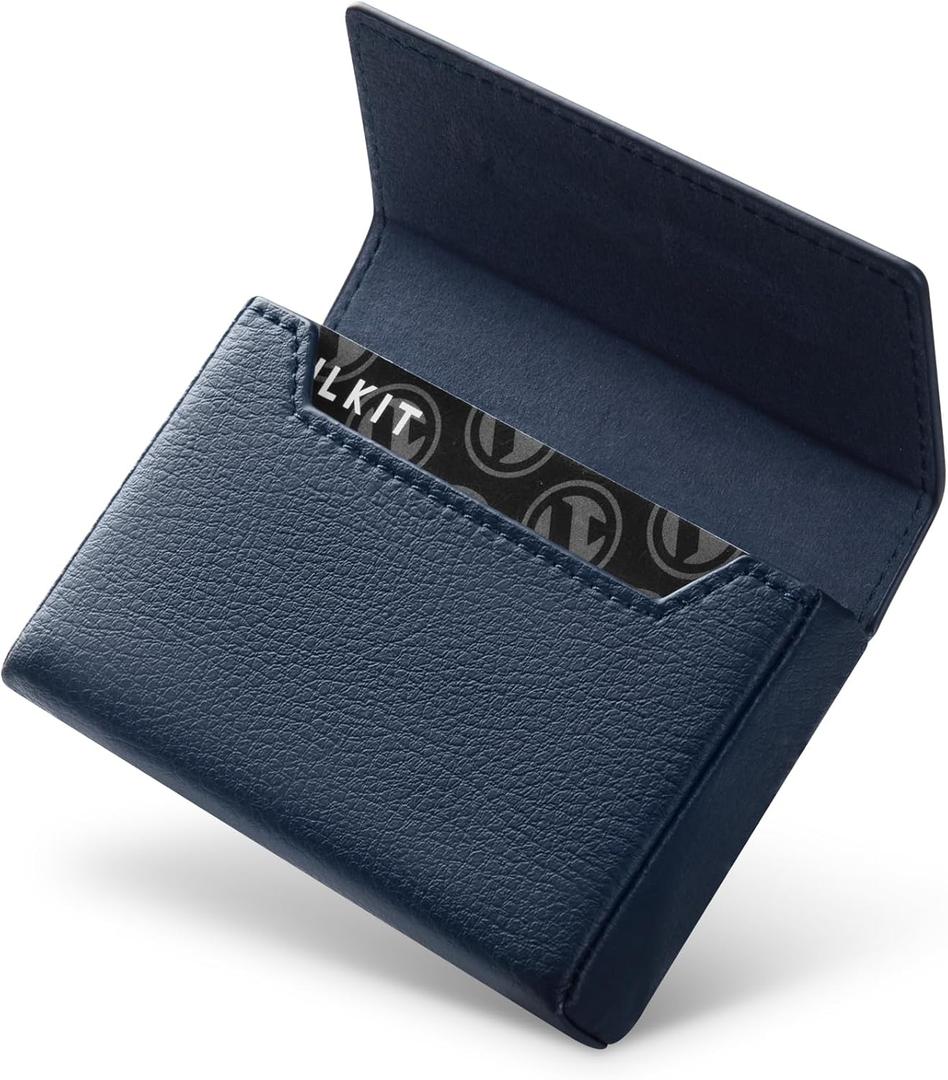 VULKIT Business Card Holders Large Capacity for 30-40 Business Cards with RFID Blocking Magnetic Closure (Navy)