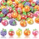 DanLingJewelry 40Pcs Resin Fruit Thme Cabochons UV Plating Iridescent Imitation Food Flatback Charms for DIY Scrapbooking Embellishment Crafts