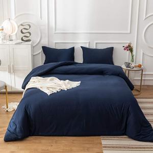 CLOTHKNOW Dark Blue King Size Comforter Set Navy Blue Bedding Sets Women Men Comforter Blue Comforters with 2 x Pillow Cases