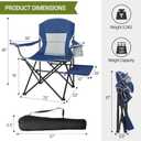 XGEAR Camping Chairs 350LBS Capacity, Heavy Duty Folding Chair with Side Table, Portable Outdoor Chair with Cup Holder for Adults, Collapsible for Tailgating, Beach, Fishing, Backyard - Blue