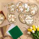 Motipuns 32 Pcs Easter Suncatchers Craft Bunny Egg Ornaments Easter Craft Kit Stained Glass Tissue Paper Bulk Spring Window DIY Art Gift for Home Creative Activities Party Decoration(Cute)