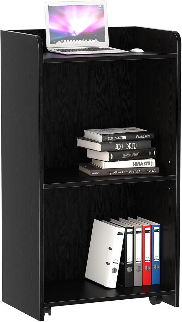 aboxoo Podium Stand - Portable Podium Stand with 4 Rolling Wheels, Pulpits for Churches with Adjustable Shelf, Hostess Stand, Mobile Teacher lecterns & podiums for Church, Classroom, Office (Black), Without socket
