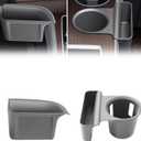 2PCS Cup Holder Storage Box for Toyota Sienna 2021-2026 Gear Shift Insert Organizer Tray Pockets Cup Groove Storage Multifunction Box(Gray)