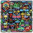 100pcs Neon Golf Waterproof Vinyl Stickers - Golf Decorations & Party Favors Gifts for Laptop, Water Bottle, Skateboard