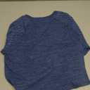 JomeDesign Long Sleeve Shirts for Women Crew Neck Sweatshirts Lightweight Sweaters Side Split Loose Casual Blouses (Medium, Blue)