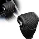 NTNEV Car Gear Shift Knob Cover, 5D Mesh Fabric Velcro Gear Shift Head Dust-Proof Decorative Cover, Universal for SUV, Truck, RV, Car Shifter Cover Car Interior Accessories (Black)