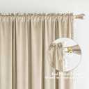 MIULEE Beige Pom Pom Velvet Curtains for Bedroom/Living Room Cream Darkening Thermal Insulating 96 Inches Long Blackout Curtains with Rod Pocket for Girls Room/Nursery/Home Theater Set of 2