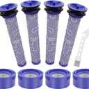 V8 V7 Animal Filter Replacement for Dyson V7 V8 Animal Absolute Motorhead Cordless Stick Vacuum Cleaner, 4 Post Filter, 4 Pre Filter and V8 V7 Roller Brush, Part # 965661-01 & 967478-01