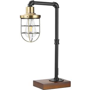 CONCA Steampunk Table lamp, Industrial Table lamp,E26 Base Rustic Edison Lighting, cage Shade Table lamp (B-Black+Bronze)