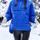 Fazortev Womens Oversized Puffer Jacket Quilted Dolman Hoodies Pullover Long Sleeve Lightweight Warm Tops Coat (Small)