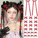 Mini Hair Bows for Women Girls Cute Hair Clips Small Alligator Long Tail Hair Ribbon Accessories -3 Styles -22P - Red (1 Count (Pack of 22))