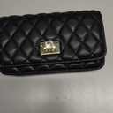 Women Black Quilted Purse Lattice Clutch Small Crossbody Shoulder Bag with Chain Strap Leather