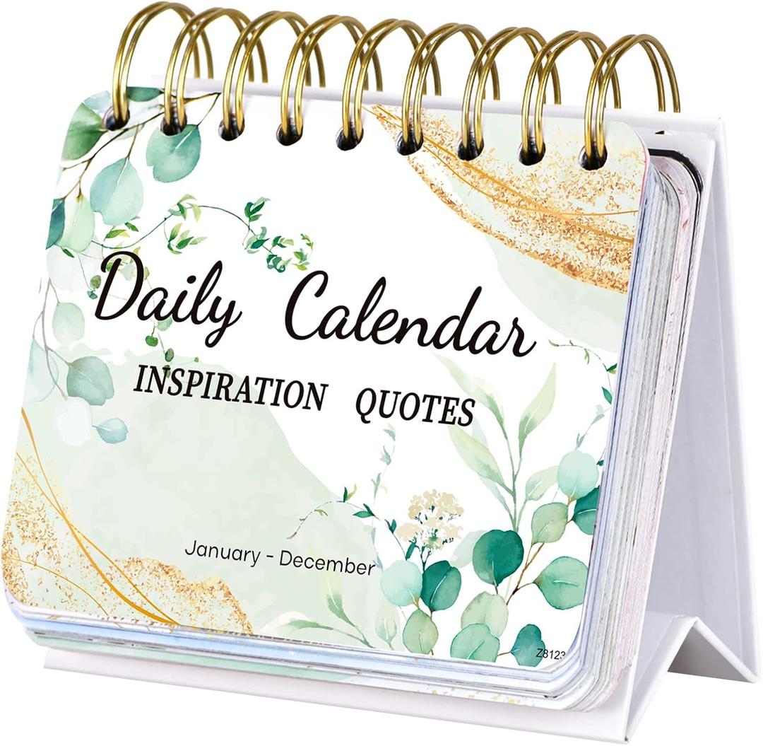 Motivational Calendar - Daily Flip Calendar with Inspirational Quotes, 4.8"x5.5" Undated Standing Flip Calendar for Desk Accessories, Perpetual Calendar, Inspirational Gifts for Women, Positive Daily (White)